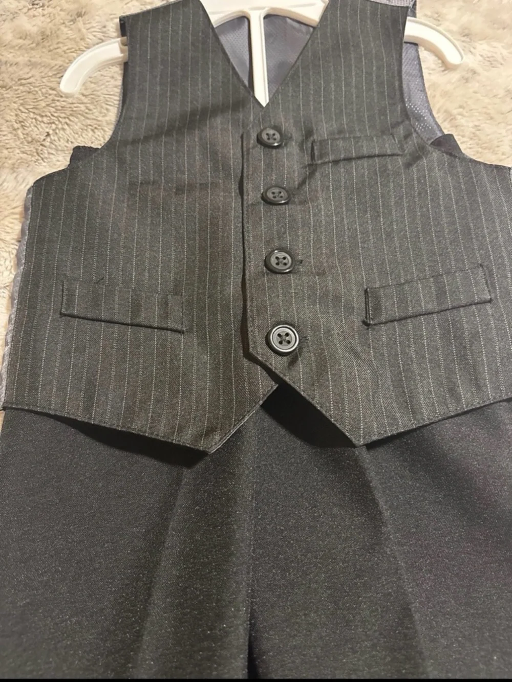 Boys Black Pinstripe Vest and Pants Set